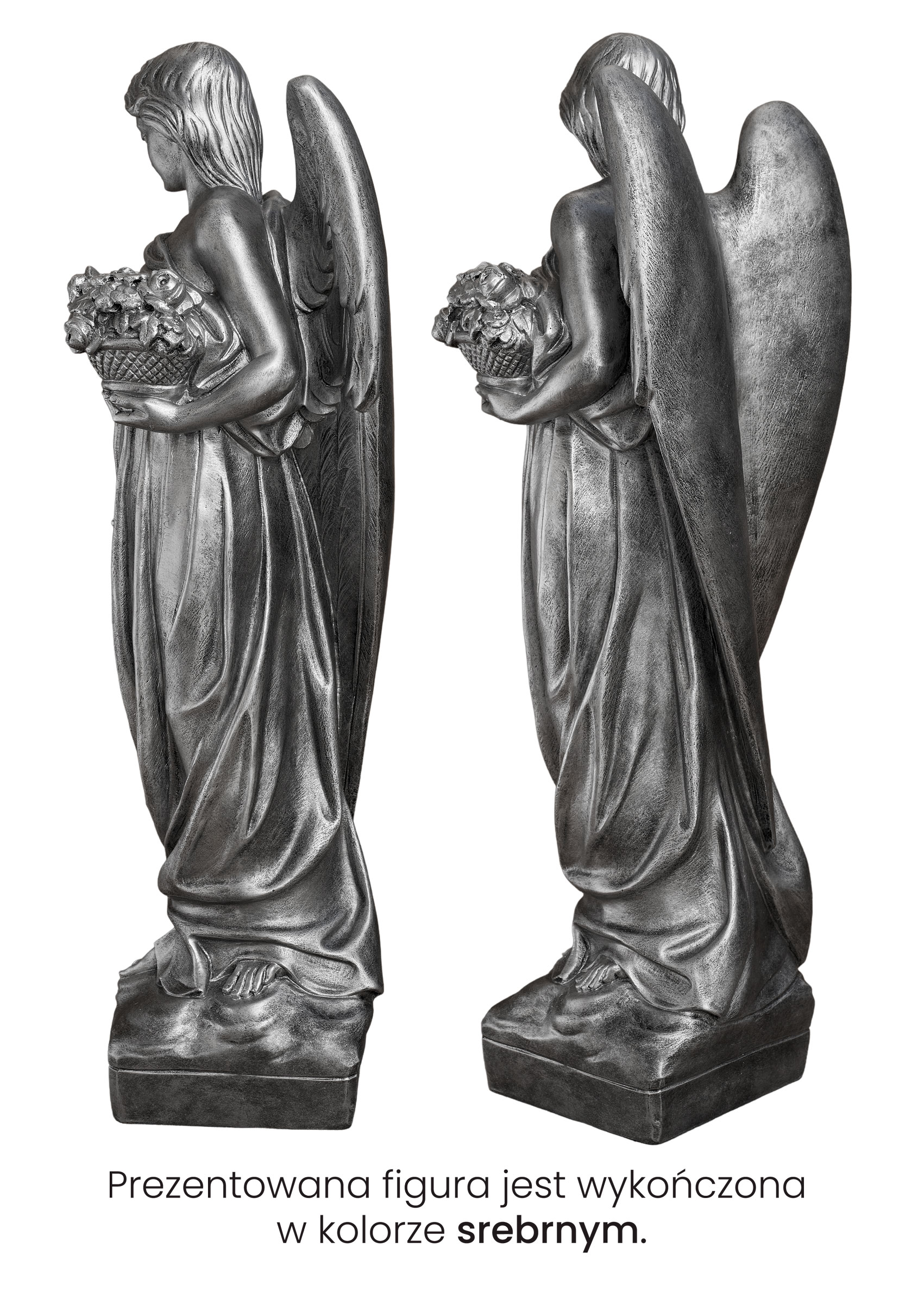 Anioł z kwiatami - Figura na pomnik - 69 cm - R 219