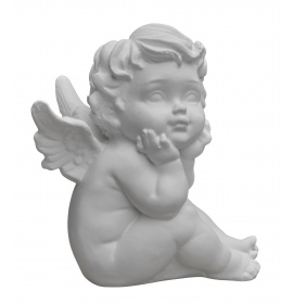 Aniołek siedzący ze skrzydełkami - Rzeźba nagrobna - 15 cm - R 02