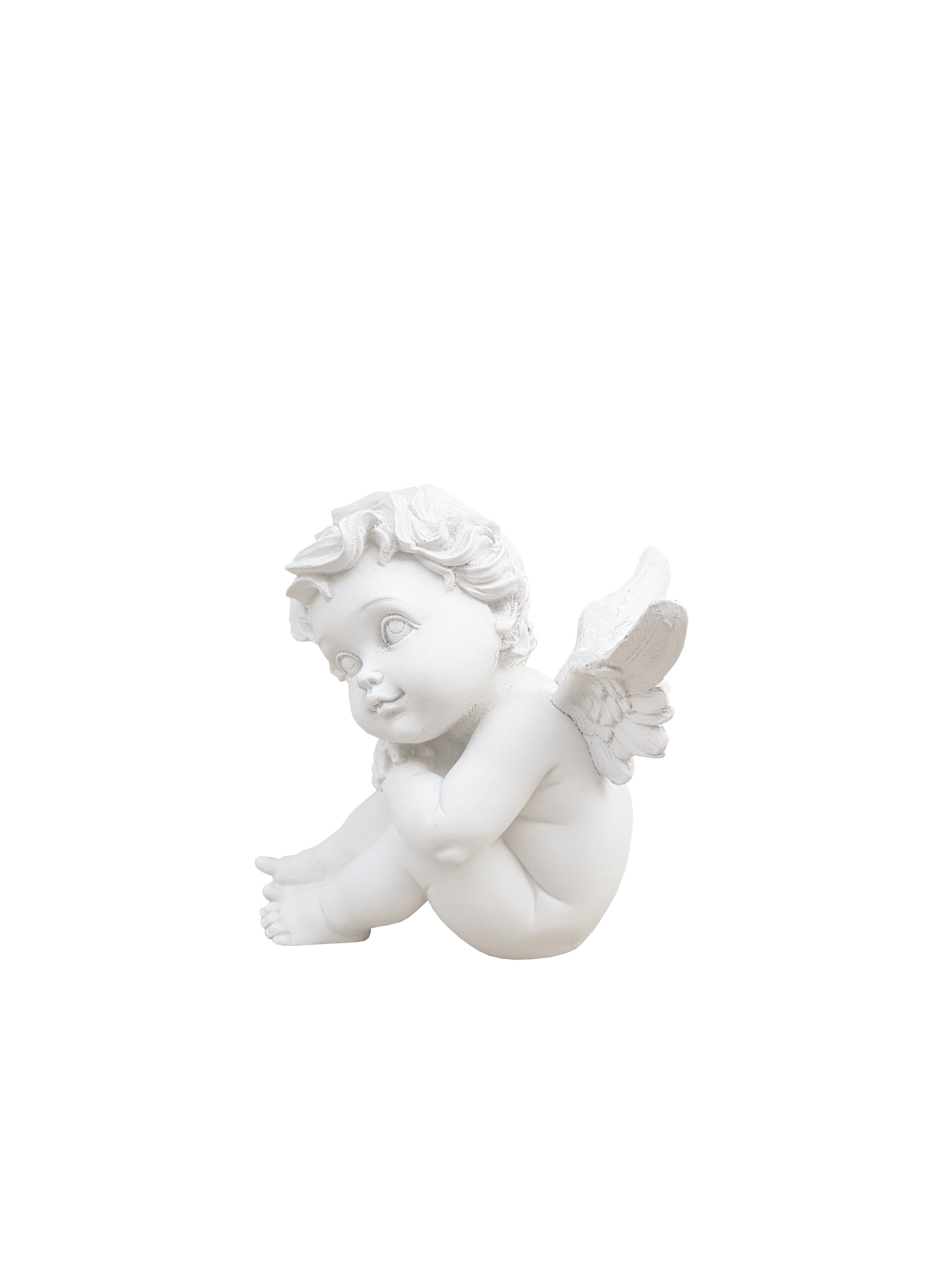 Aniołek siedzący ze skrzydełkami - Rzeźba nagrobna - 15 cm - R 01