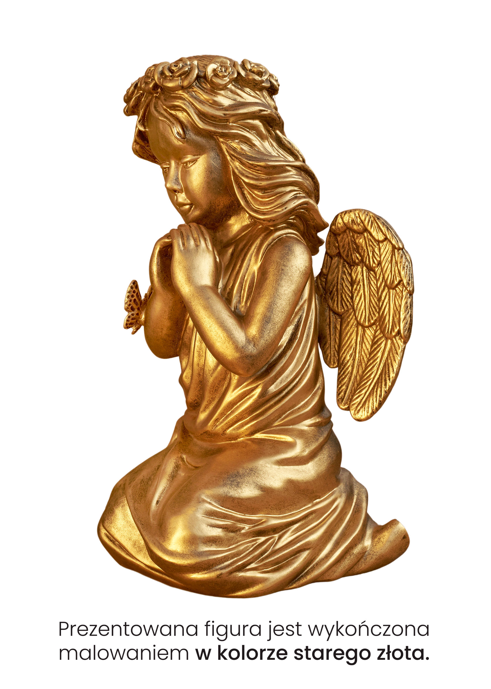 Klęczący aniołek z motylkiem - Figurka nagrobna - 50 cm - R 86