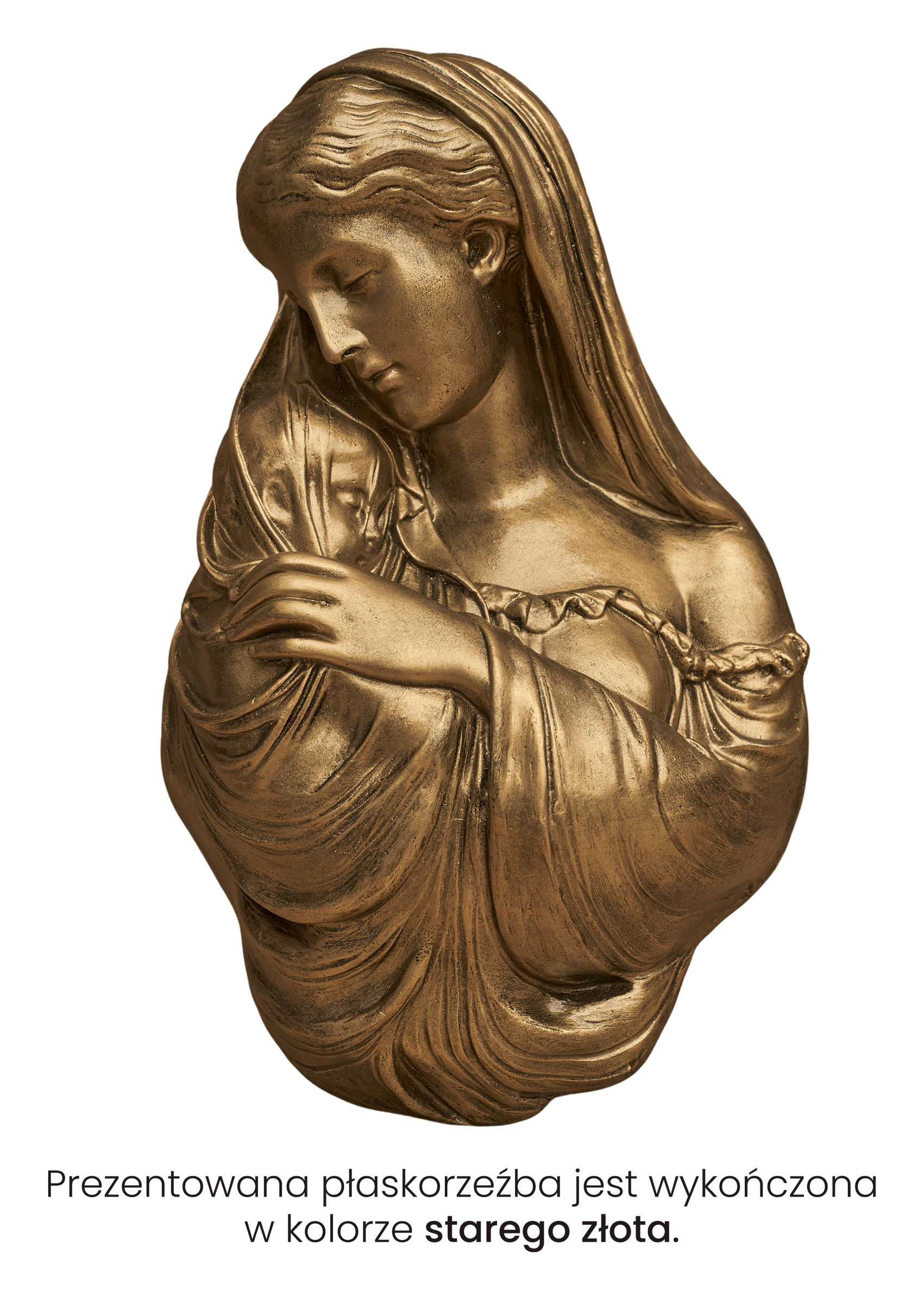 Matka Boża z Dzieciątkiem -  Płaskorzeźba nagrobna - 40 cm - P04