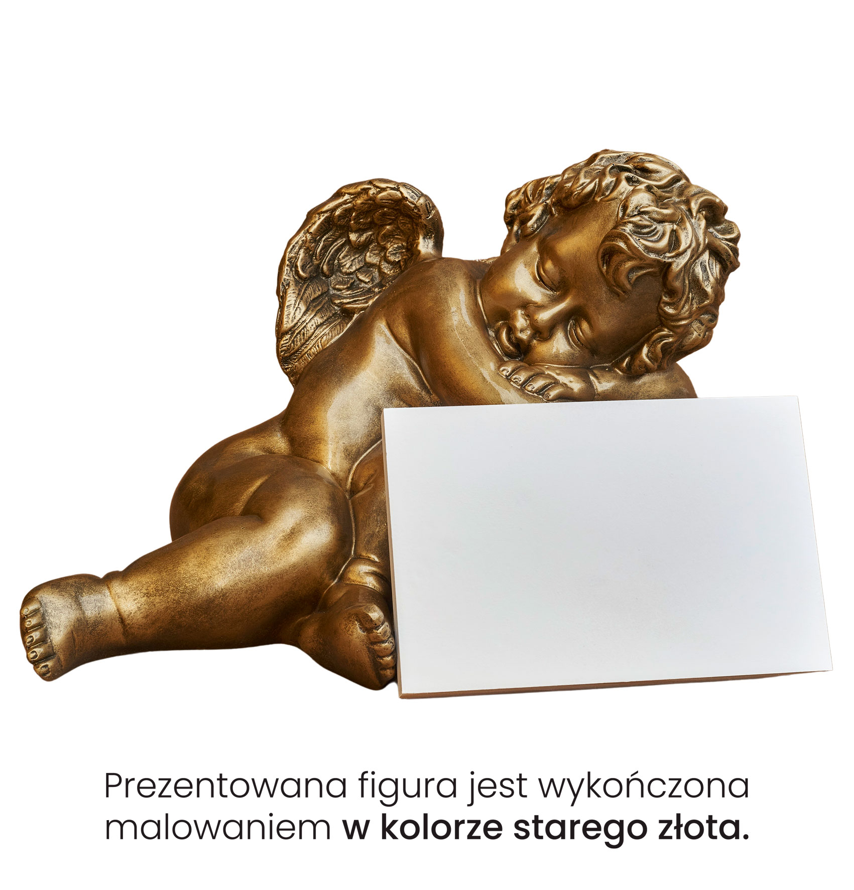 Śpiący Aniołek z tablicą  - Figurka na cmentarz - 41 x 23 cm - R91